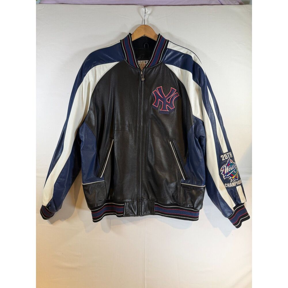 Vintage Carl Banks NY Yankees 1999 World Series Leather Jacket XL